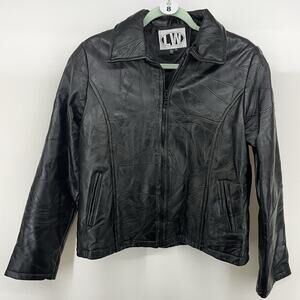 Leather Works Size L / XL‎ (RUNS SMALL) Genuine Leather Jacket Zip Up Collared